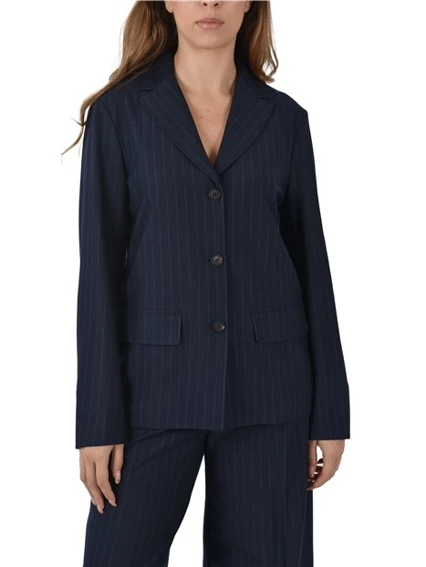 GIACCA BLAZER  IN TESSUTO GESSATO DONNA BLU
