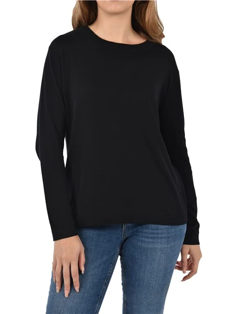 MAGLIA GIROCOLLO IN MISTO SETA DONNA NERO