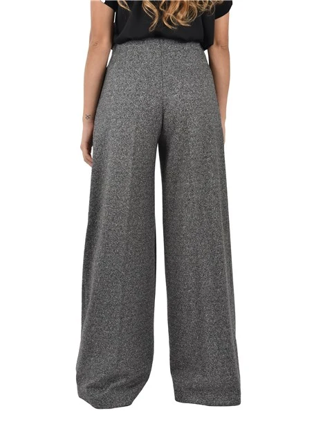 PANTALONI PALAZZO IN JERSEY CON PINCES DONNA NERO