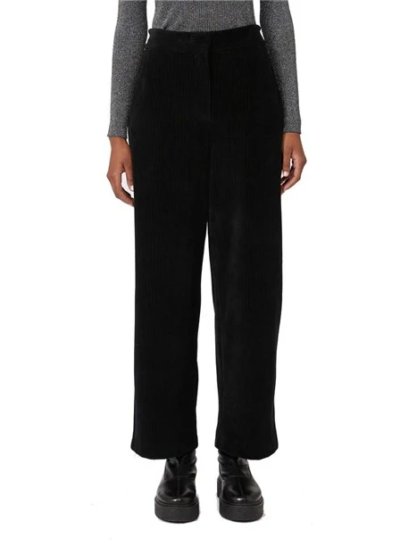 PANTALONI CHINO IN VELLUTO A COSTE DONNA NERO