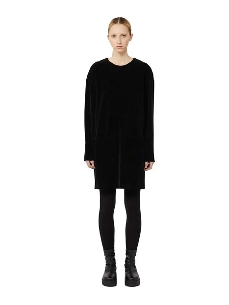 VESTITO CORTO IN VELLUTO MISTO COTONE DONNA NERO