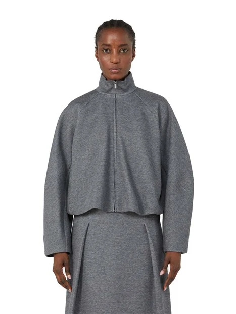 FELPA CON ZIP CROP DONNA GRIGIO