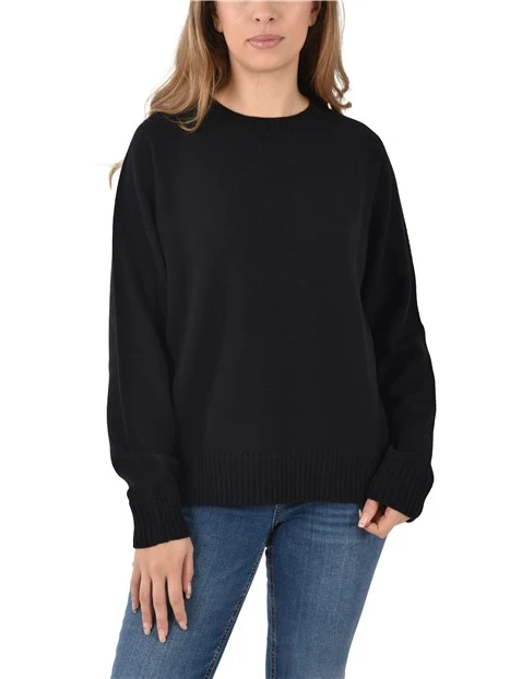MAGLIA GIROCOLLO  CON BORDI RIFINITI DONNA NERO