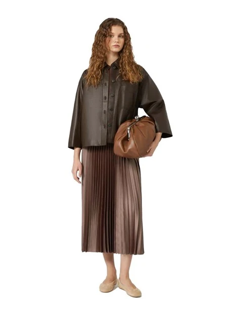 VESTITO LUNGO SMANICATO CON CINTURA DONNA MARRONE