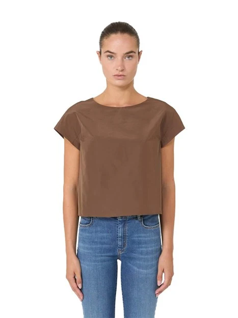 T-SHIRT MANICA CORTA MANICHE A KIMONO DONNA MARRONE