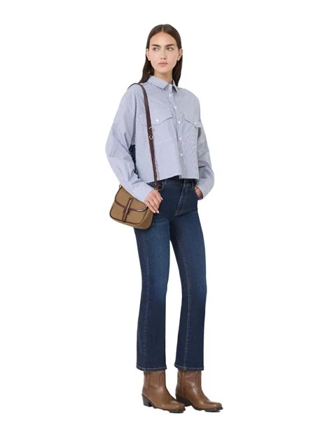 JEANS CROPPED CON LOGO FARFALLA APPLICATO DONNA BLU JEANS