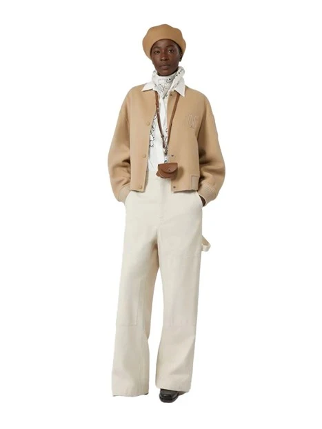 GIACCA CORTA MISTO LANA CON COLLETTO IN MAGLIA DONNA BEIGE