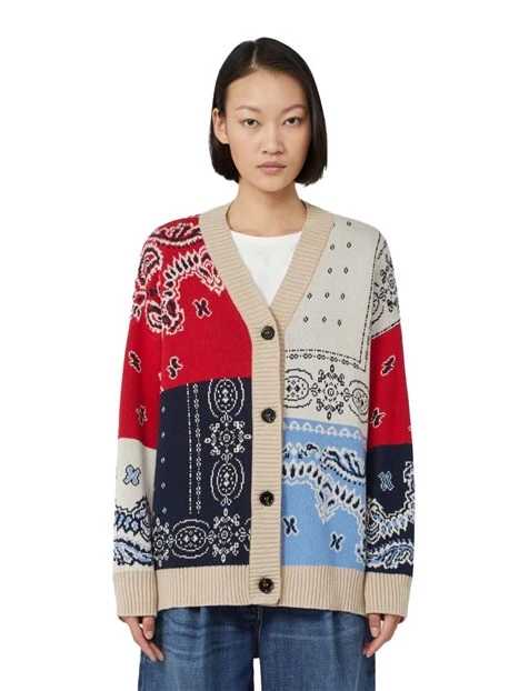 CARDIGAN IN COTONE CON SCOLLO A V DONNA BIANCO