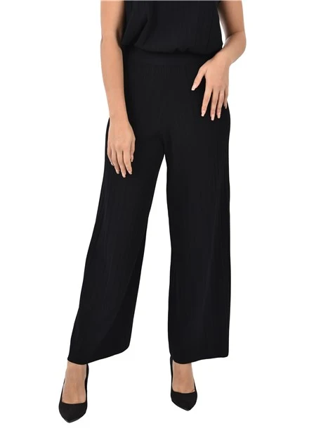 PANTALONI CROPPED PLISSETTATO DONNA NERO
