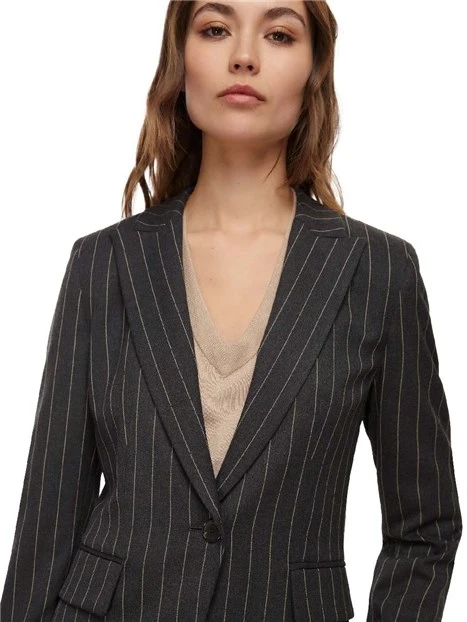 BLAZER IN TESSUTO DIAGONALE DONNA GRIGIO