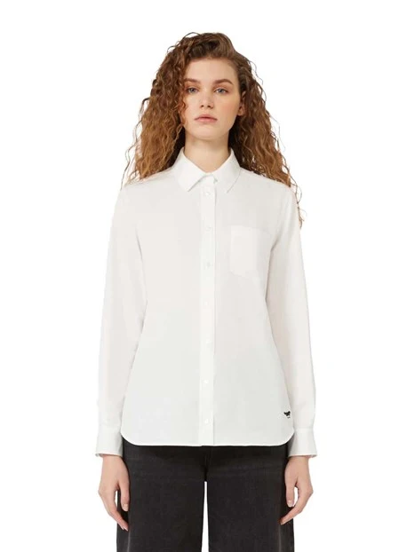 CAMICIA IN COTONE CON LOGO RICAMATO DONNA BIANCO