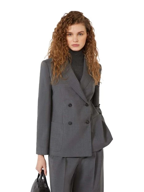 BLAZER DOPPIO PETTO IN LANA DONNA GRIGIO