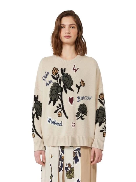 MAGLIA GIROCOLLO IN PURA LANA OVERSIZE DONNA BIANCO