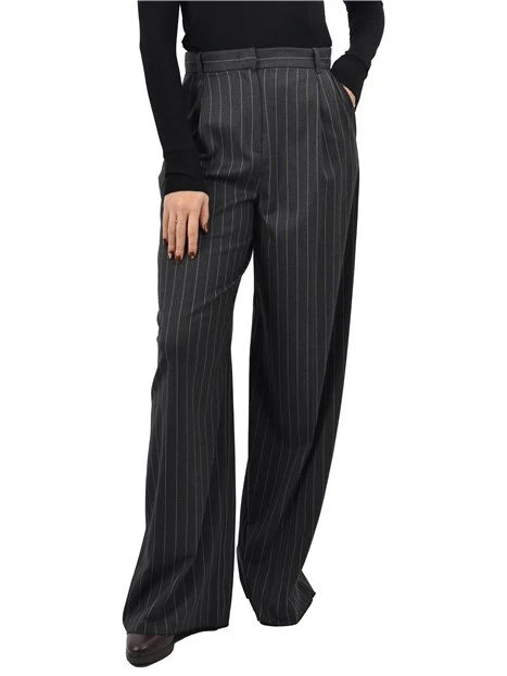 PANTALONI PALAZZO CON MOTIVO GESSATO DONNA GRIGIO SCURO