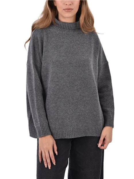 MAGLIA DOLCEVITA IN FILO RASATO DI PURA LANA DONNA ANTRACITE