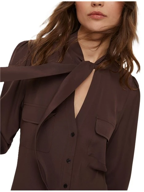 CAMICIA MISTO SETA ALIBI DONNA MARRONE