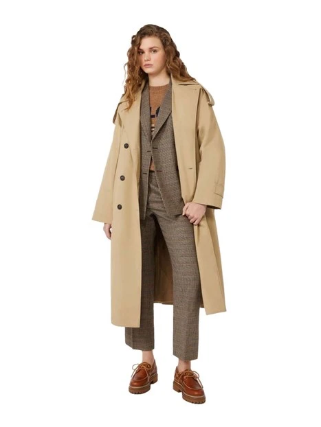 BLAZER DOPPIOPETTO IN PURA LANA TASCHE A FILETTO DONNA MARRONE