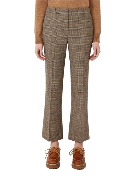 PANTALONI CROPPED IN LANA DONNA MARRONE