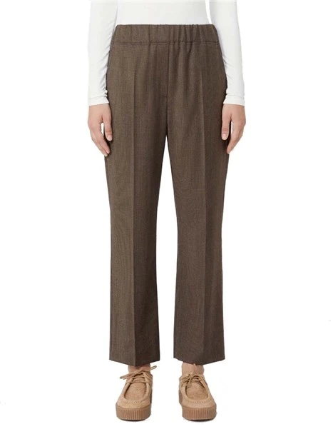 PANTALONI CROPPED IN LANA CON TASCHE ALLA FRANCESE DONNA MARRONE