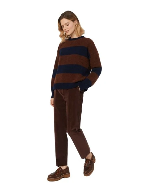 PANTALONI CROPPED IN VELLUTO DI COTONE DONNA MARRONE