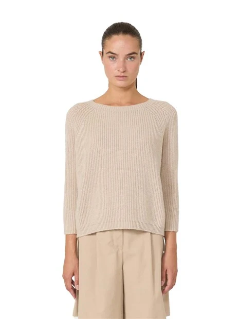 MAGLIA SCOLLO A BARCA MAGLIA IN FILATO MOHAIR DONNA BEIGE