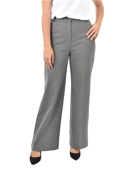 PANTALONE CHINO IN FLANELLA CON CHIUSURA A ZIP NASCOSTA DONNA GRIGIO