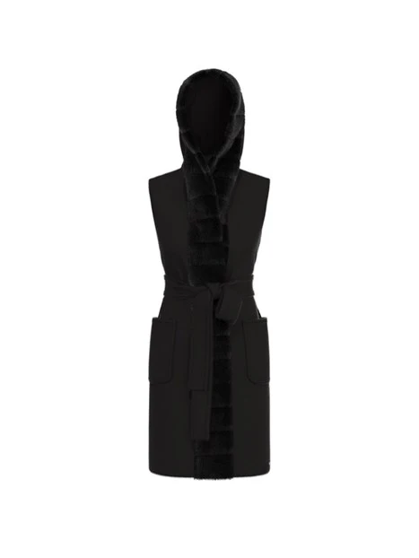 CAPPOTTO LUNGO SMANICATO MONOPETTO DONNA NERO