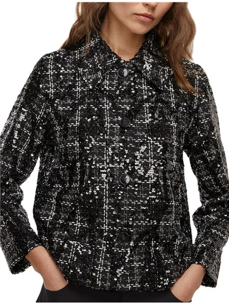 GIACCA CORTA FILO RICAMO FRANK DONNA NERO