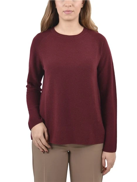 MAGLIA GIROCOLLO CON INSERTO IN LUREX DONNA BORDEAUX