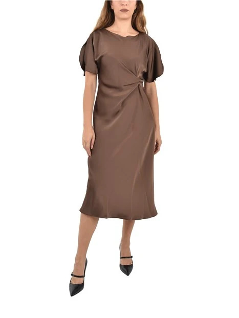 VESTITO LUNGO SEMIADERENTE DONNA MARRONE