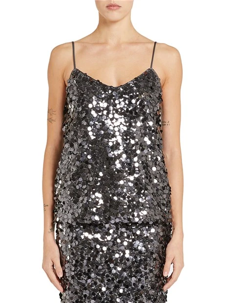 TOP IN PAILLETTES EFESO DONNA GRIGIO