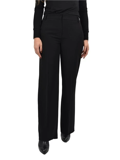 PANTALONE PALAZZO CON BOTTONE E ZIP NASCOSTA DONNA NERO