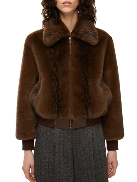 CAPPOTTO CORTO FLUFFY KARTAL DONNA MARRONE