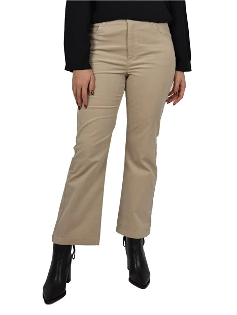 PANTALONI IN VELLUTO DI COTONE DONNA BEIGE