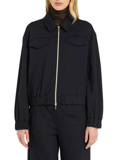 GIACCA CORTA CON CERNIERA BOMBER DONNA BLU
