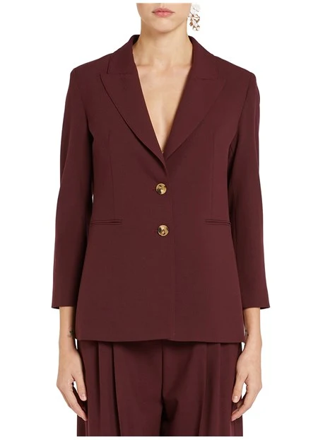 GIACCA BLAZER MONOPETTO CON BOTTONI E TASCHE DONNA BORDEAUX