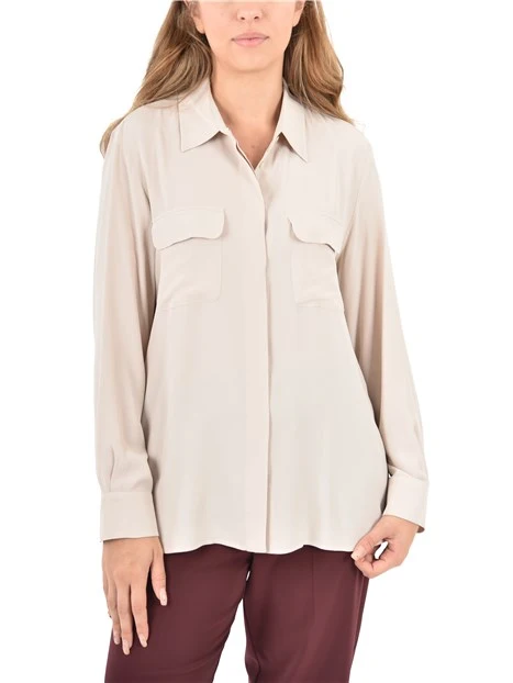 CAMICIA CON TASCHE IN MISTO SETA DONNA BIANCO