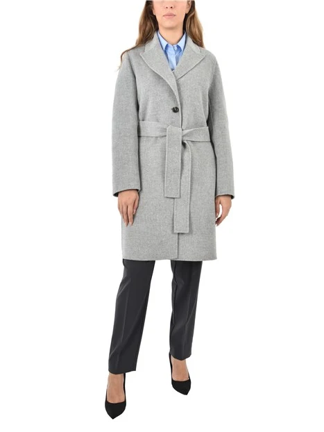 CAPPOTTO LUNGO IN PANNO DOUBLE MISTO LANA DONNA GRIGIO