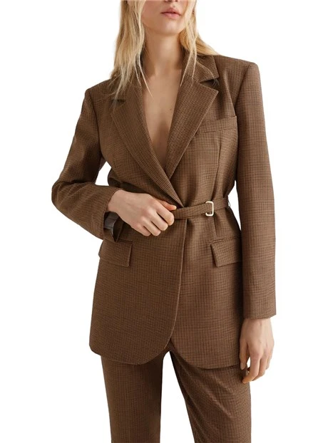GIACCA BLAZER MONOPETTO IN MISTO LANA DONNA BEIGE