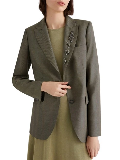 GIACCA BLAZER IN LANA CON DECORAZIONI IMPACT DONNA VERDE