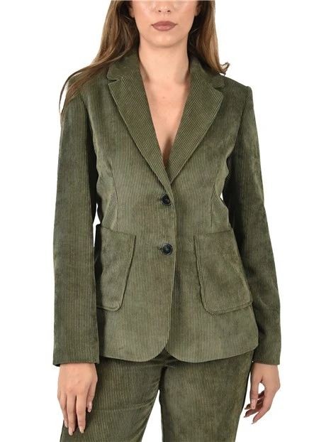 BLAZER IN VELLUTO A COSTE DONNA VERDE