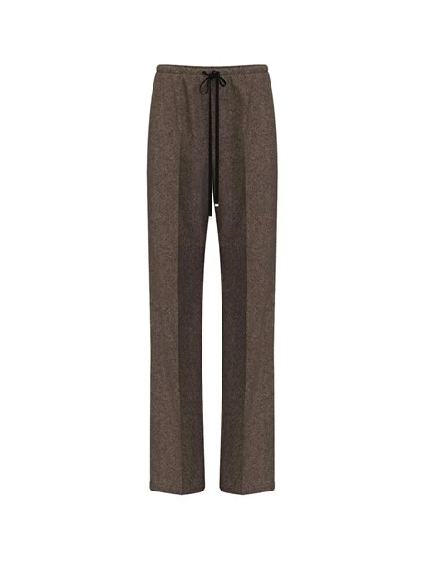 PANTALONI JOGGERS IN FLANELLA CON COULISSE REGOLABILE DONNA MARRONE