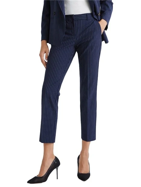PANTALONE CHINO CON PIEGA STIRATA IN TELA DONNA BLU