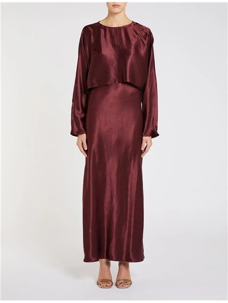 VESTITO LUNGO CON BLUSA TAMIA DONNA BORDEAUX