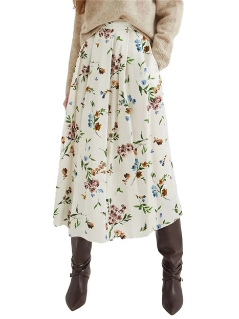 GONNA LUNGA CON STAMPA FLOREALE DONNA BIANCO