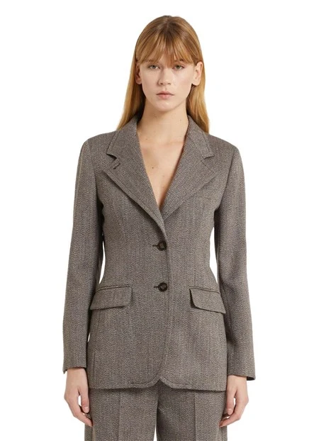 GIACCA BLAZER MONOPETTO  IN LANA DONNA MARRONE