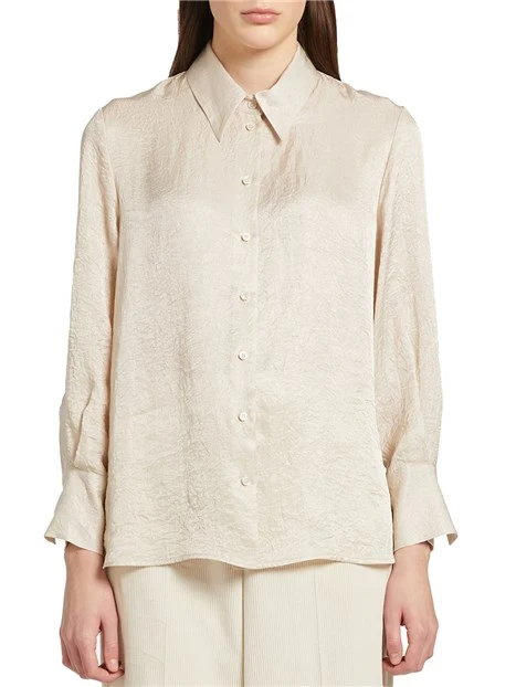 CAMICIA IN TESSUTO TECNICO CON EFFETTO ARRICCIATO DONNA PANNA