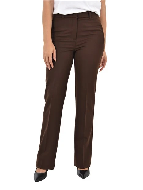 PANTALONA A PALAZZO CON PIEGA DONNA MARRONE
