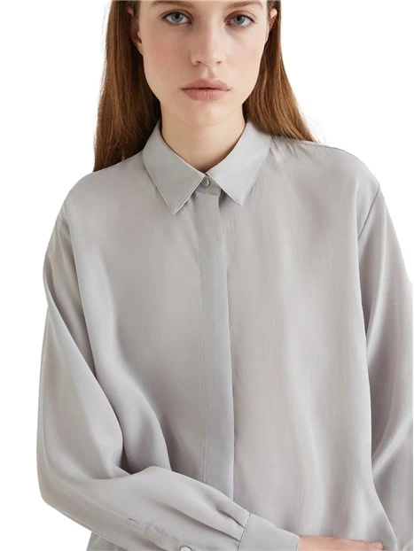 CAMICIA IN SETA CON SPACCHETTI LATERALI DONNA GRIGIO