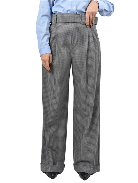 PANTALONI PALAZZO CON PINCES E CINTURA ALTA DONNA GRIGIO